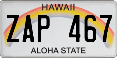 HI license plate ZAP467