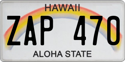 HI license plate ZAP470