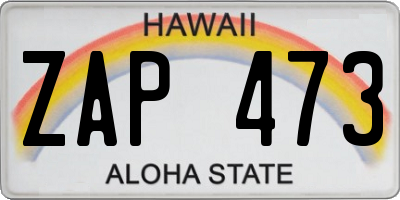 HI license plate ZAP473