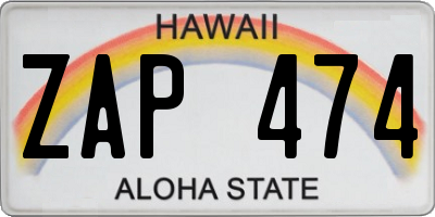 HI license plate ZAP474