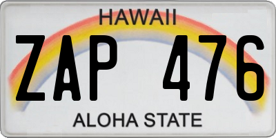 HI license plate ZAP476