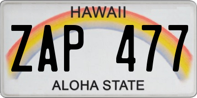 HI license plate ZAP477