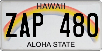 HI license plate ZAP480