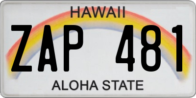 HI license plate ZAP481