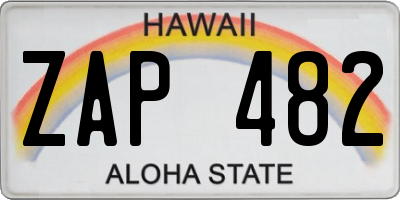 HI license plate ZAP482