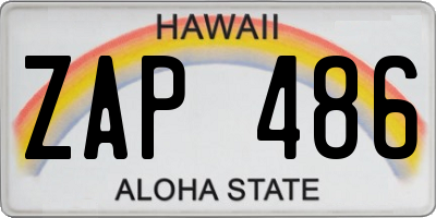 HI license plate ZAP486