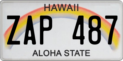 HI license plate ZAP487