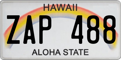 HI license plate ZAP488