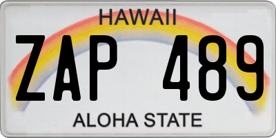 HI license plate ZAP489