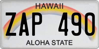 HI license plate ZAP490