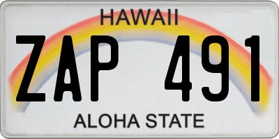 HI license plate ZAP491