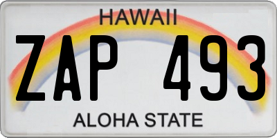 HI license plate ZAP493