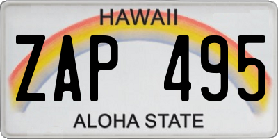 HI license plate ZAP495