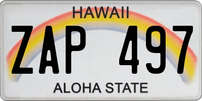 HI license plate ZAP497