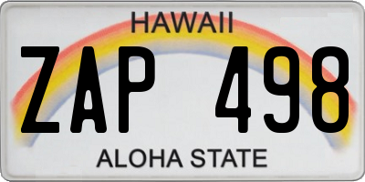 HI license plate ZAP498