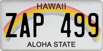 HI license plate ZAP499