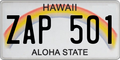 HI license plate ZAP501