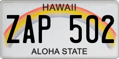 HI license plate ZAP502