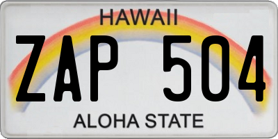 HI license plate ZAP504