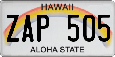 HI license plate ZAP505