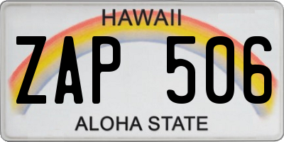 HI license plate ZAP506