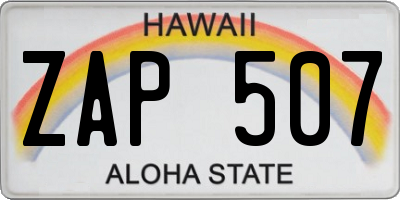 HI license plate ZAP507