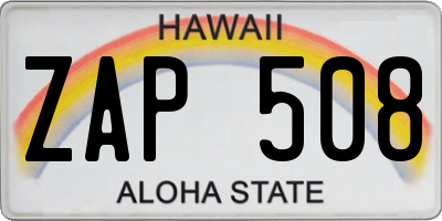 HI license plate ZAP508