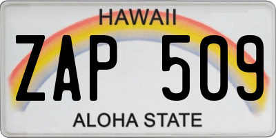 HI license plate ZAP509