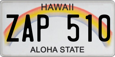 HI license plate ZAP510