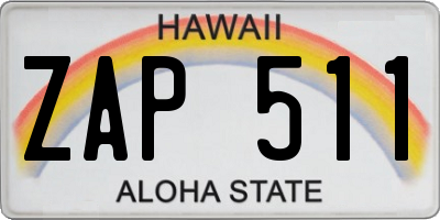HI license plate ZAP511