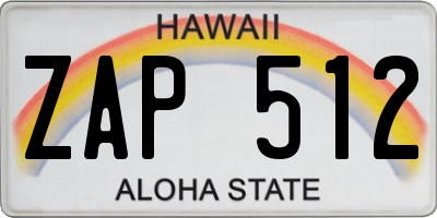 HI license plate ZAP512