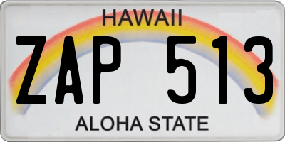 HI license plate ZAP513