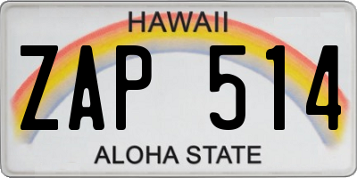 HI license plate ZAP514