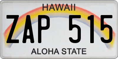 HI license plate ZAP515