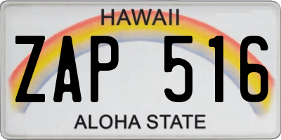 HI license plate ZAP516