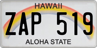 HI license plate ZAP519