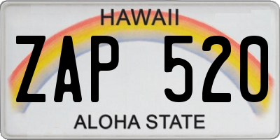 HI license plate ZAP520
