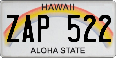 HI license plate ZAP522