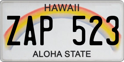 HI license plate ZAP523