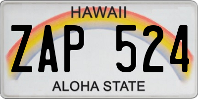 HI license plate ZAP524