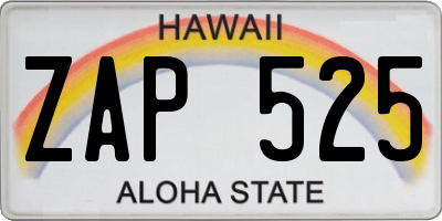 HI license plate ZAP525