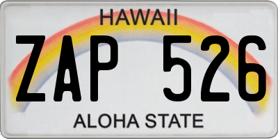 HI license plate ZAP526