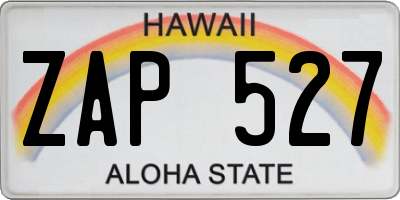 HI license plate ZAP527