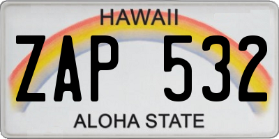 HI license plate ZAP532