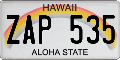 HI license plate ZAP535