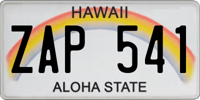 HI license plate ZAP541