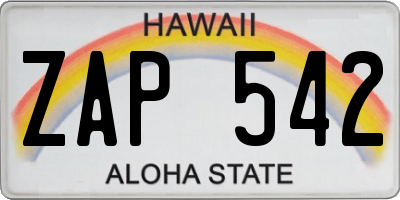 HI license plate ZAP542
