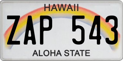 HI license plate ZAP543