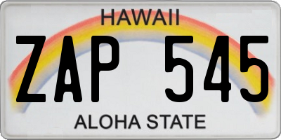 HI license plate ZAP545