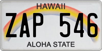 HI license plate ZAP546